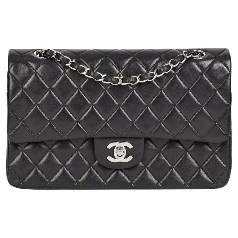 CHANEL Black Quilted Lambskin Vintage Medium Classic Double Flap Bag at