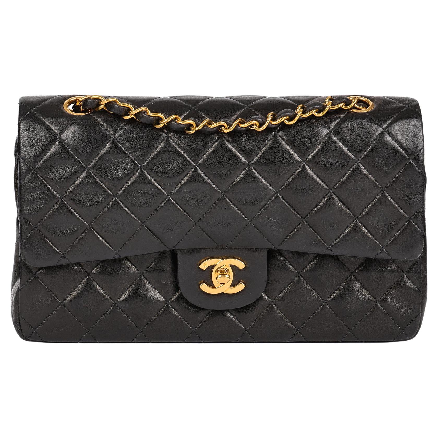 Chanel Black Vertical Quilted Lambskin Vintage Classic Single Flap