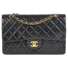 CHANEL Black Quilted Lambskin Vintage Medium Classic Double Flap Bag