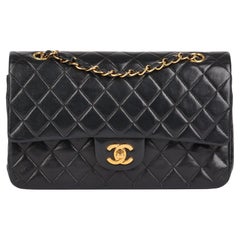 CHANEL Black Quilted Lambskin Vintage Medium Classic Double Flap Bag