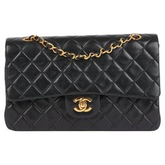 CHANEL Black Quilted Lambskin Vintage Medium Classic Double Flap Bag