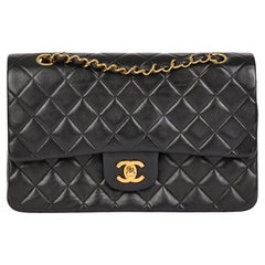 CHANEL Black Quilted Lambskin Retro Medium Classic Double Flap Bag 