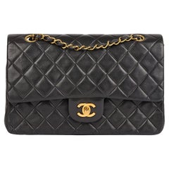 CHANEL Black Quilted Lambskin Vintage Medium Classic Double Flap Bag