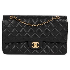 CHANEL Black Quilted Lambskin Vintage Medium Classic Double Flap Bag