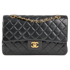 CHANEL Black Quilted Lambskin Vintage Medium Classic Double Flap Bag