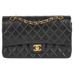 CHANEL Black Quilted Lambskin Vintage Medium Classic Double Flap Bag CHANEL Black Quilted Lambskin Vintage Medium Classic Double Flap Bag