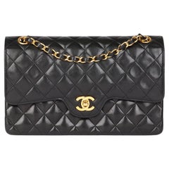 CHANEL Black Quilted Lambskin Vintage Medium Classic Double Flap Bag