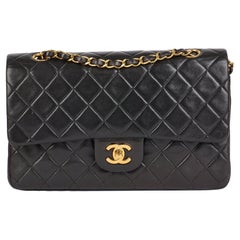 CHANEL Black Quilted Lambskin Vintage Medium Classic Double Flap Bag