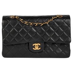 CHANEL Black Quilted Lambskin Vintage Medium Classic Double Flap Bag