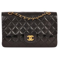 CHANEL Black Quilted Lambskin Vintage Medium Classic Double Flap Bag