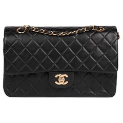 CHANEL Black Quilted Lambskin Vintage Medium Classic Double Flap Bag