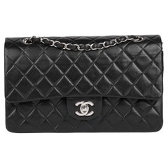 CHANEL Black Quilted Lambskin Vintage Medium Classic Double Flap Bag