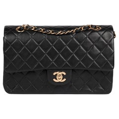 CHANEL Black Quilted Lambskin Vintage Medium Classic Double Flap Bag
