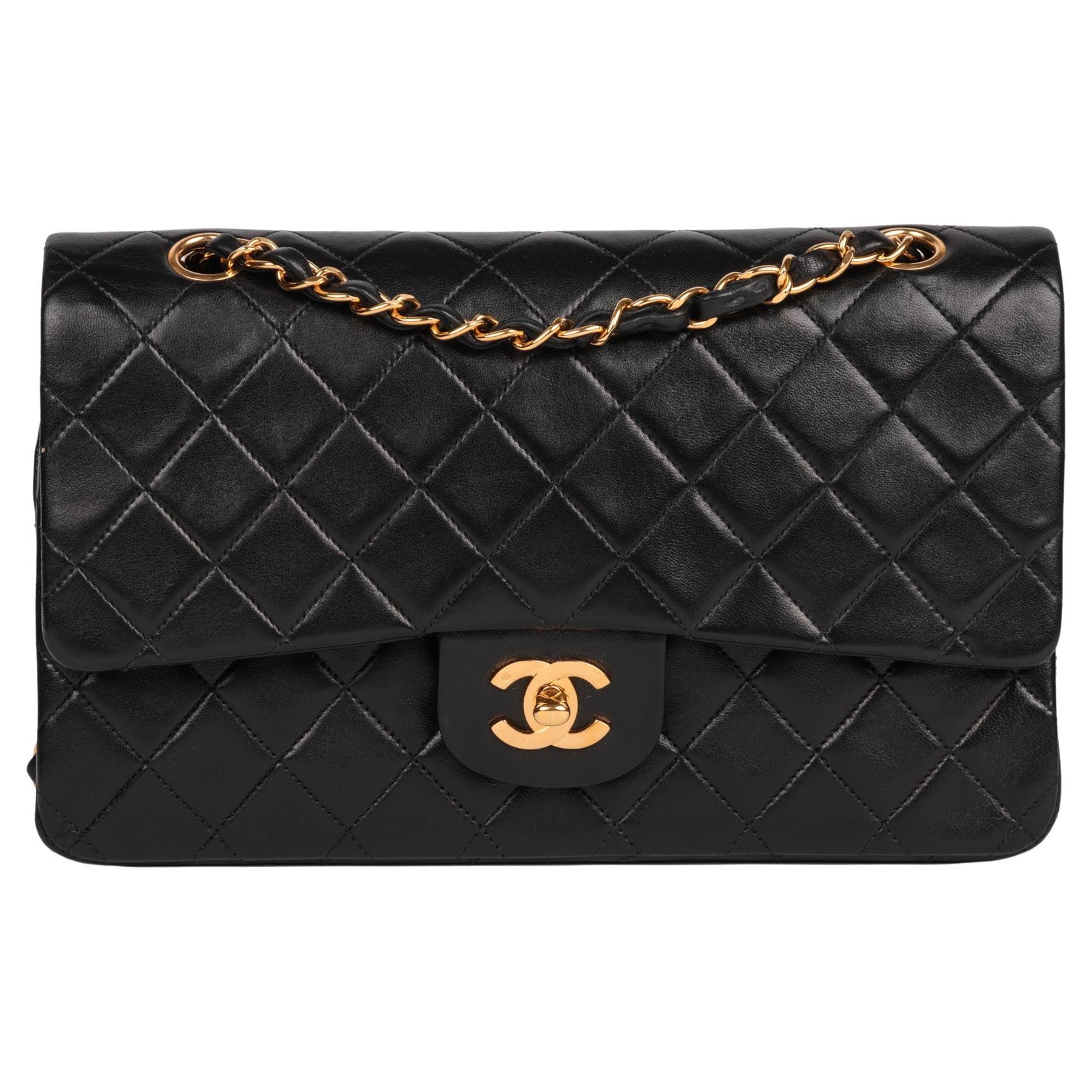 CHANEL Black Quilted Lambskin Vintage Medium Classic Double Flap Bag