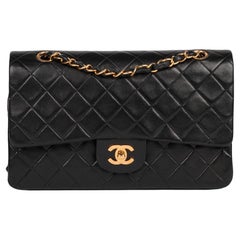 CHANEL Black Quilted Lambskin Vintage Medium Classic Double Flap Bag