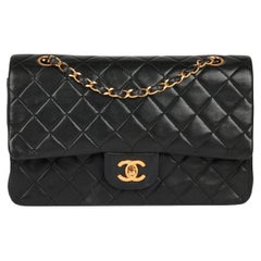 Chanel Black Quilted Lambskin Vintage Medium Classic Double Flap Bag