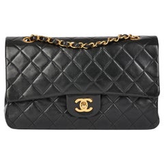 CHANEL Black Quilted Lambskin Vintage Medium Classic Double Flap Bag 