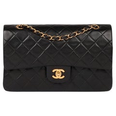 Chanel Black Quilted Lambskin Vintage Medium Classic Double Flap Bag