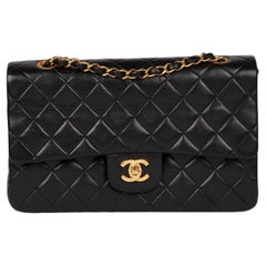 Chanel Black Quilted Lambskin Vintage Medium Classic Double Flap Bag