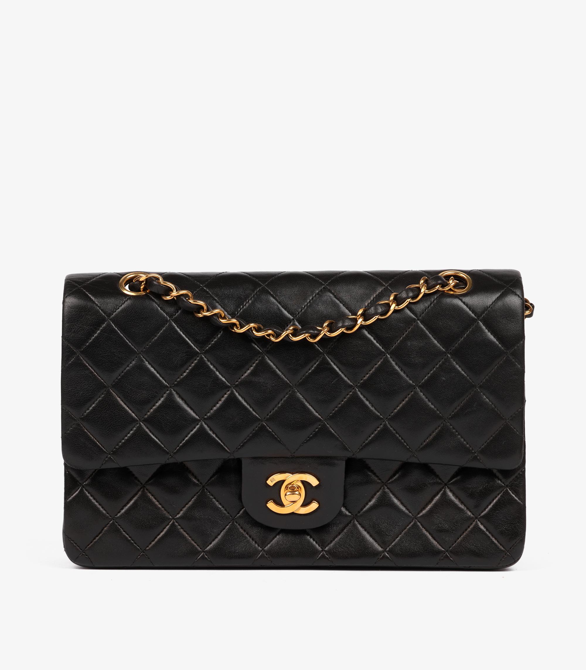 Chanel Black Quilted Lambskin Vintage Medium Classic Double Flap Bag