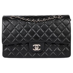 Chanel Black Quilted Lambskin Vintage Medium Classic Double Flap Bag