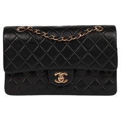 Chanel Black Quilted Lambskin Vintage Medium Classic Double Flap Bag