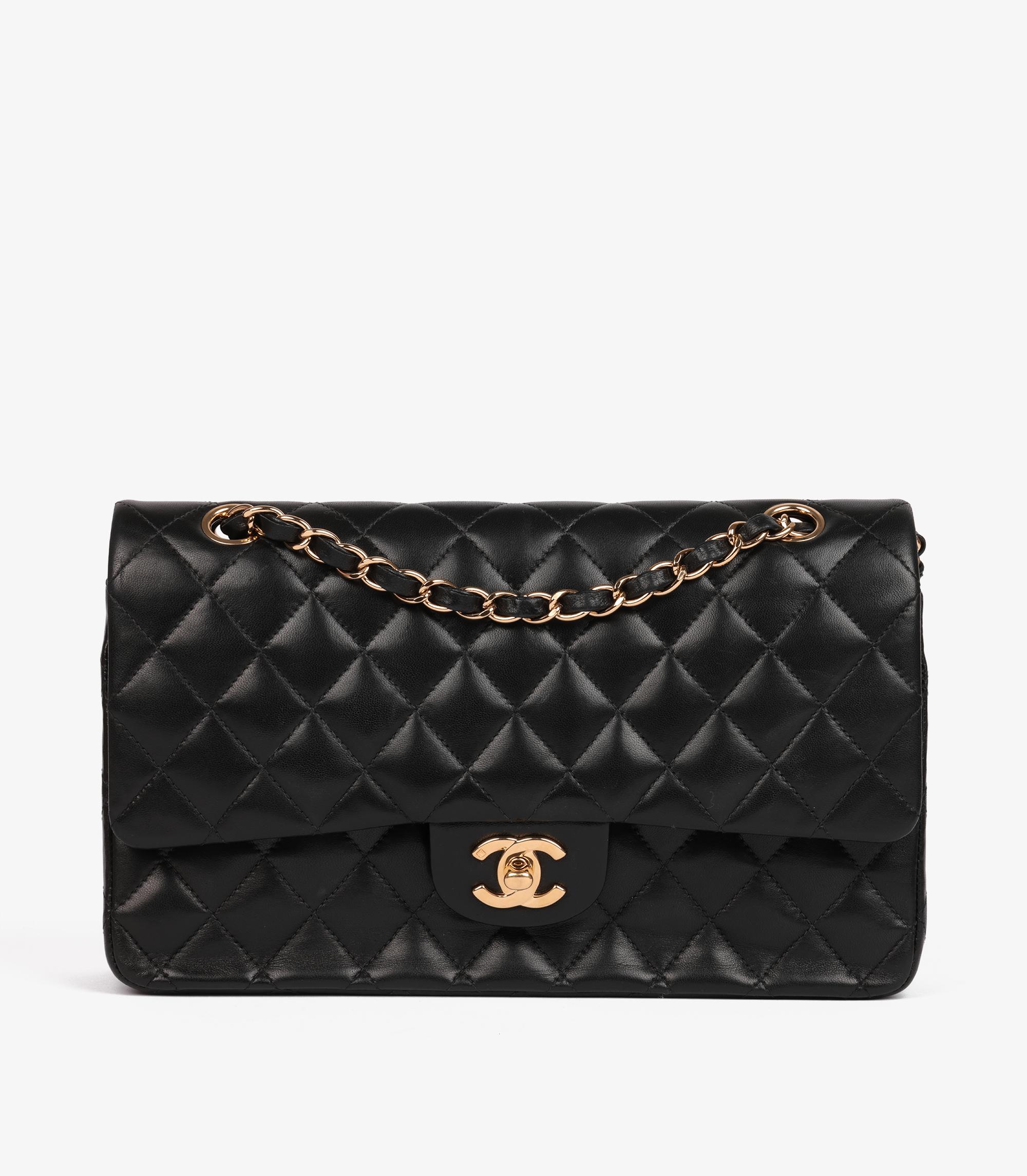 Chanel Black Quilted Lambskin Vintage Medium Classic Double Flap Bag