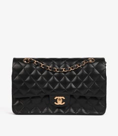 Chanel Black Quilted Lambskin Vintage Medium Classic Double Flap Bag