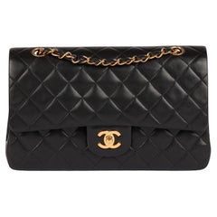 Chanel Black Quilted Lambskin Vintage Medium Classic Double Flap Bag