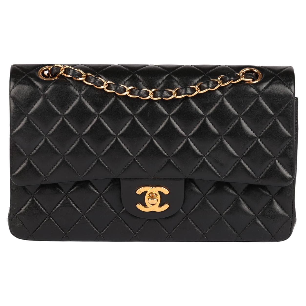 Chanel Black Quilted Lambskin Vintage Medium Classic Double Flap Bag