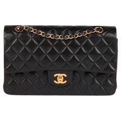 Chanel Black Quilted Lambskin Vintage Medium Classic Double Flap Bag