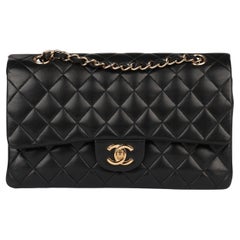 Chanel Black Quilted Lambskin Vintage Medium Classic Double Flap Bag