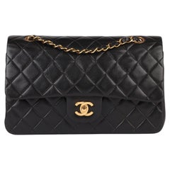 Chanel Black Quilted Lambskin Vintage Medium Classic Double Flap Bag
