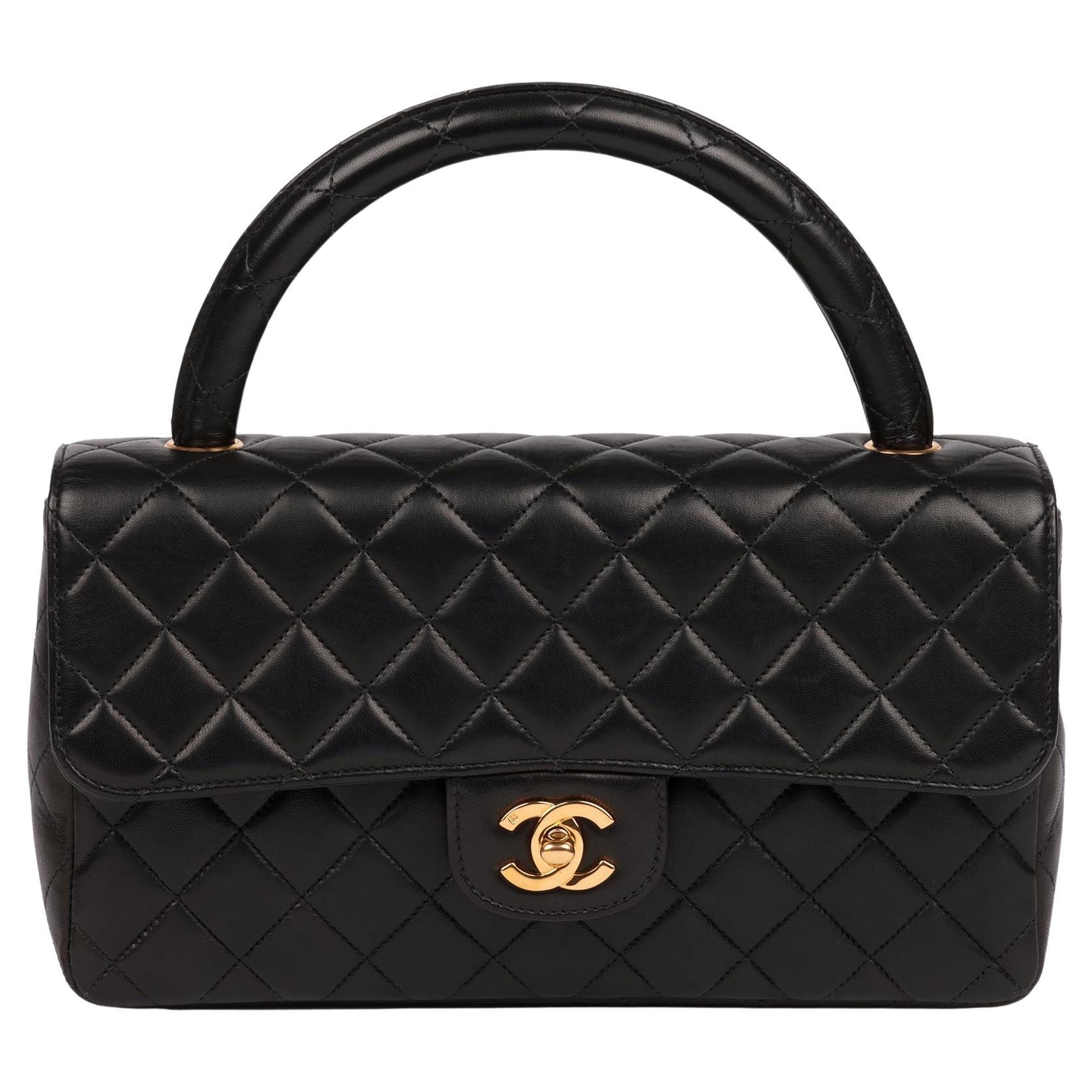 CHANEL Black Quilted Lambskin Vintage Medium Classic Kelly Flap Bag at  1stDibs
