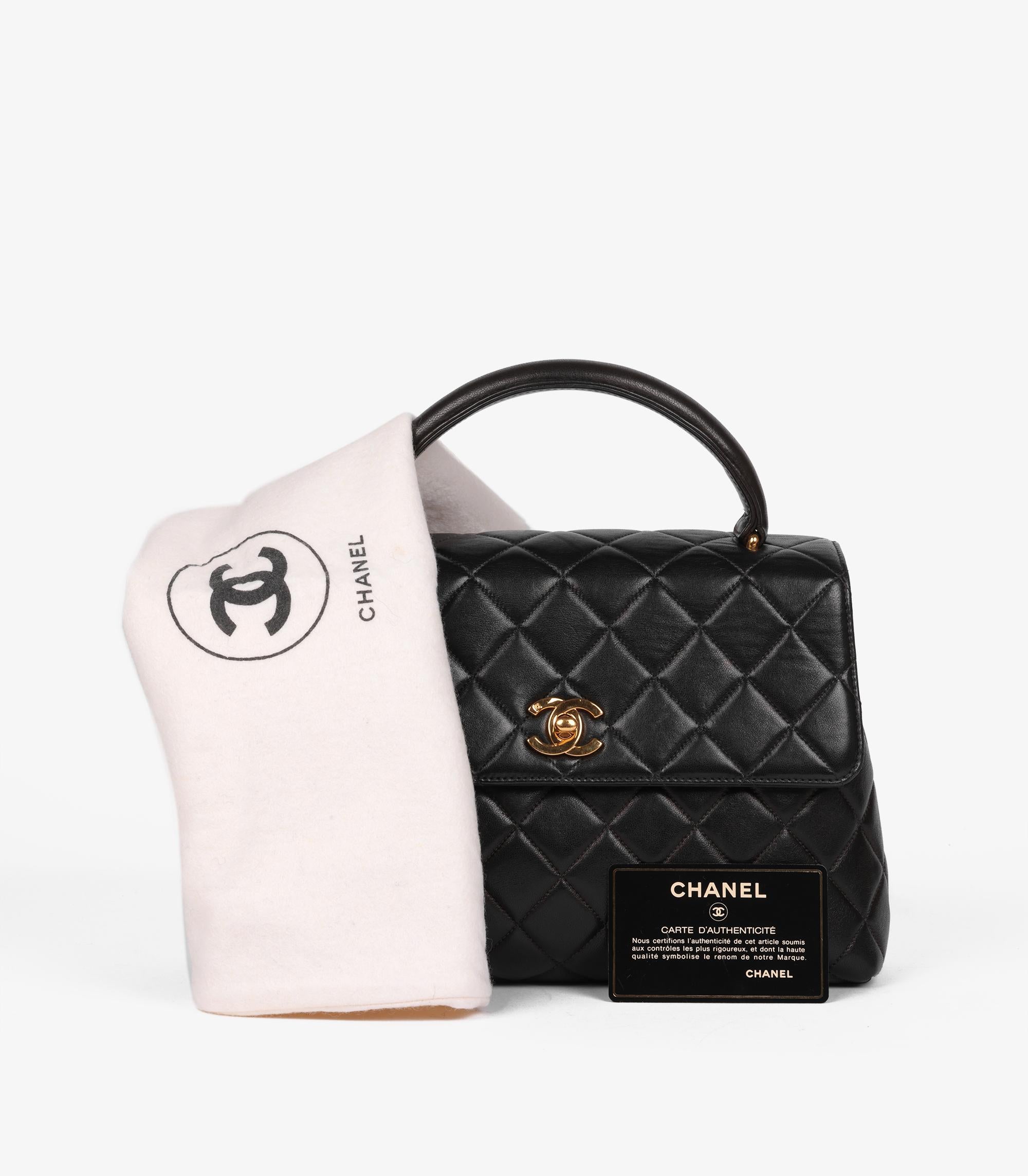 Chanel Black Quilted Lambskin Vintage Medium Classic Kelly For Sale 6