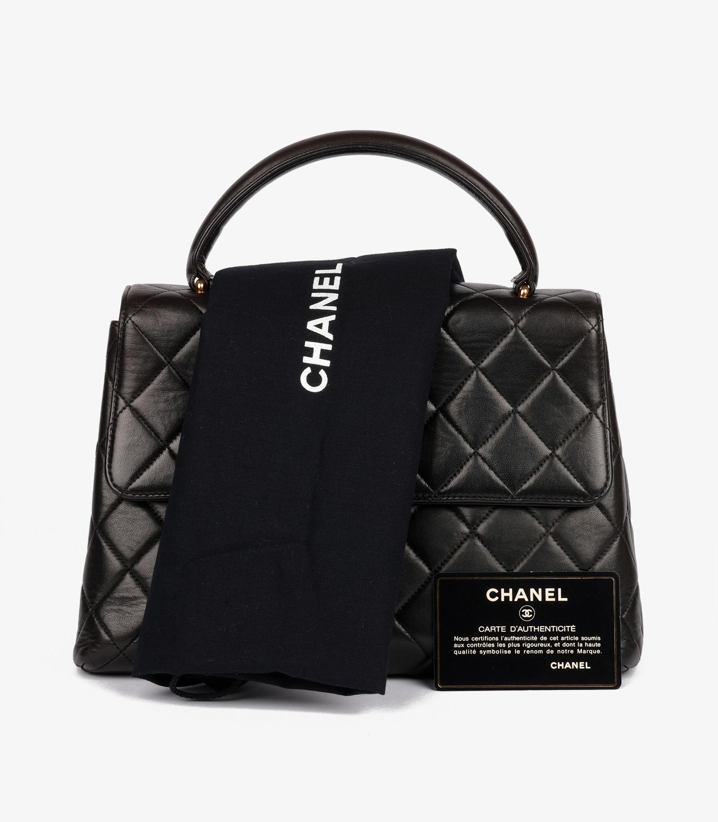 Chanel Black Quilted Lambskin Vintage Medium Classic Kelly 7