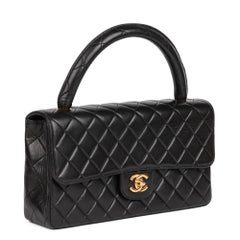CHANEL Black Quilted Lambskin Vintage Medium Classic Kelly
