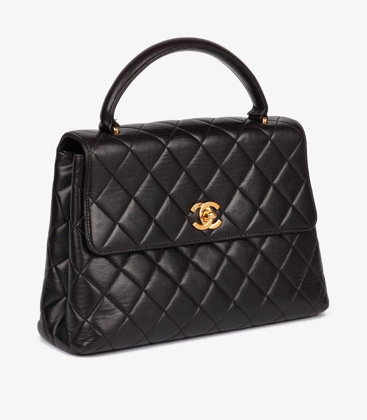 Chanel Black Quilted Lambskin Vintage Medium Classic Kelly In Excellent Condition In Bishop's Stortford, Hertfordshire