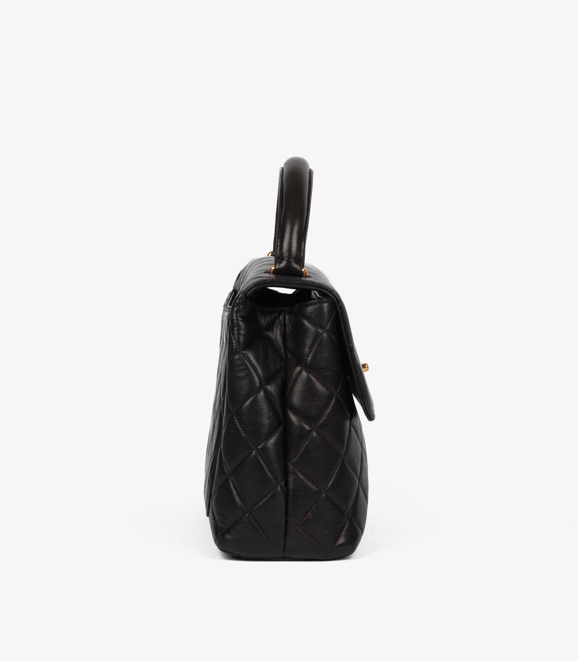 Chanel Black Quilted Lambskin Vintage Medium Classic Kelly In Excellent Condition For Sale In Bishop's Stortford, Hertfordshire