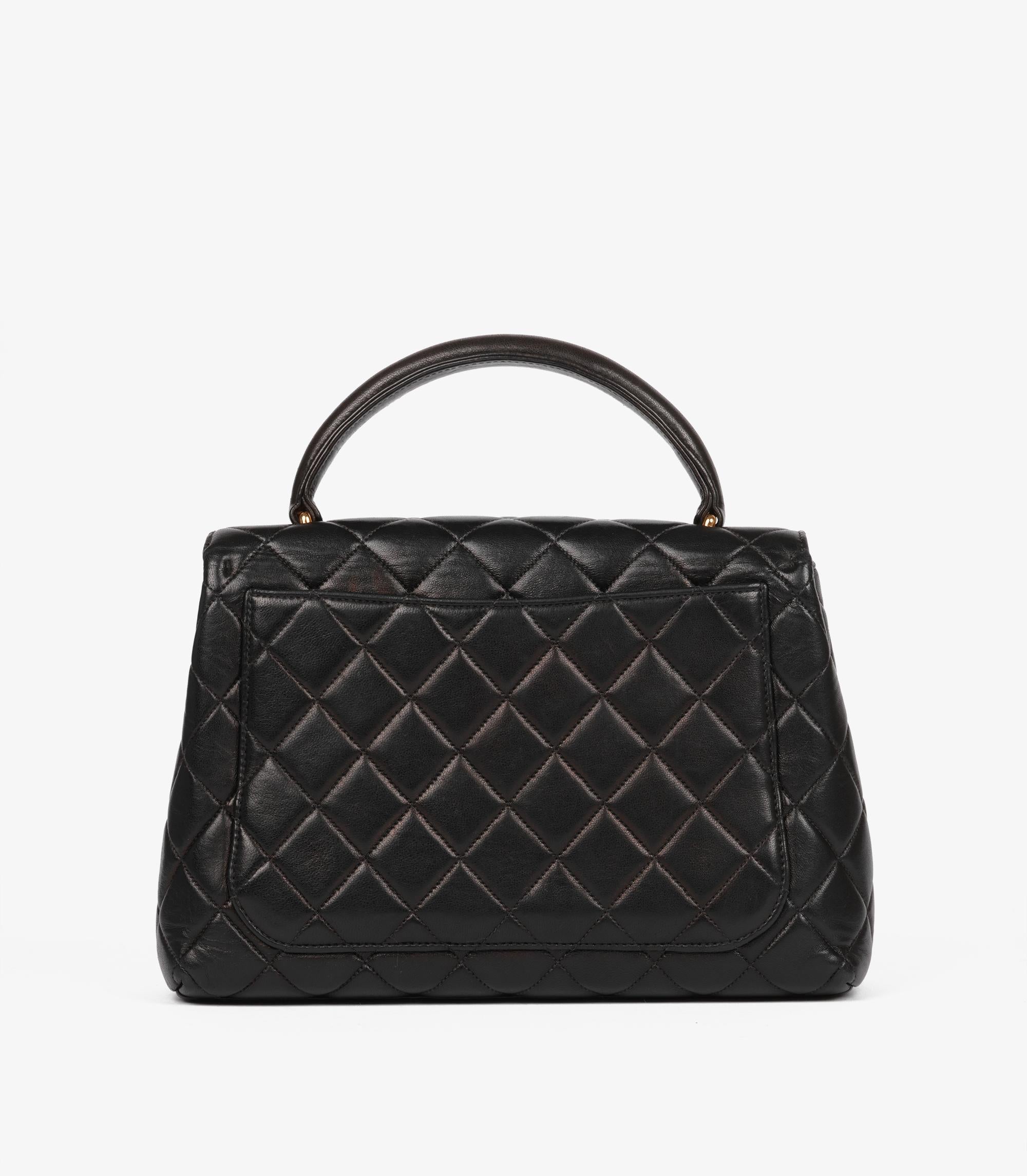 Women's or Men's Chanel Black Quilted Lambskin Vintage Medium Classic Kelly For Sale