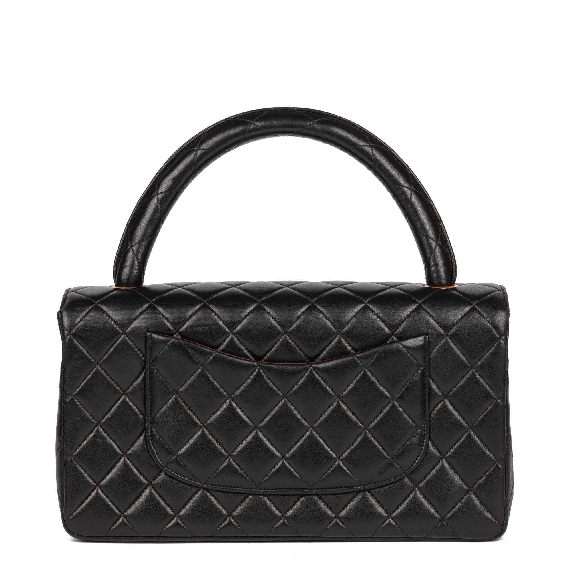 CHANEL Black Quilted Lambskin Vintage Medium Classic Kelly For Sale 1