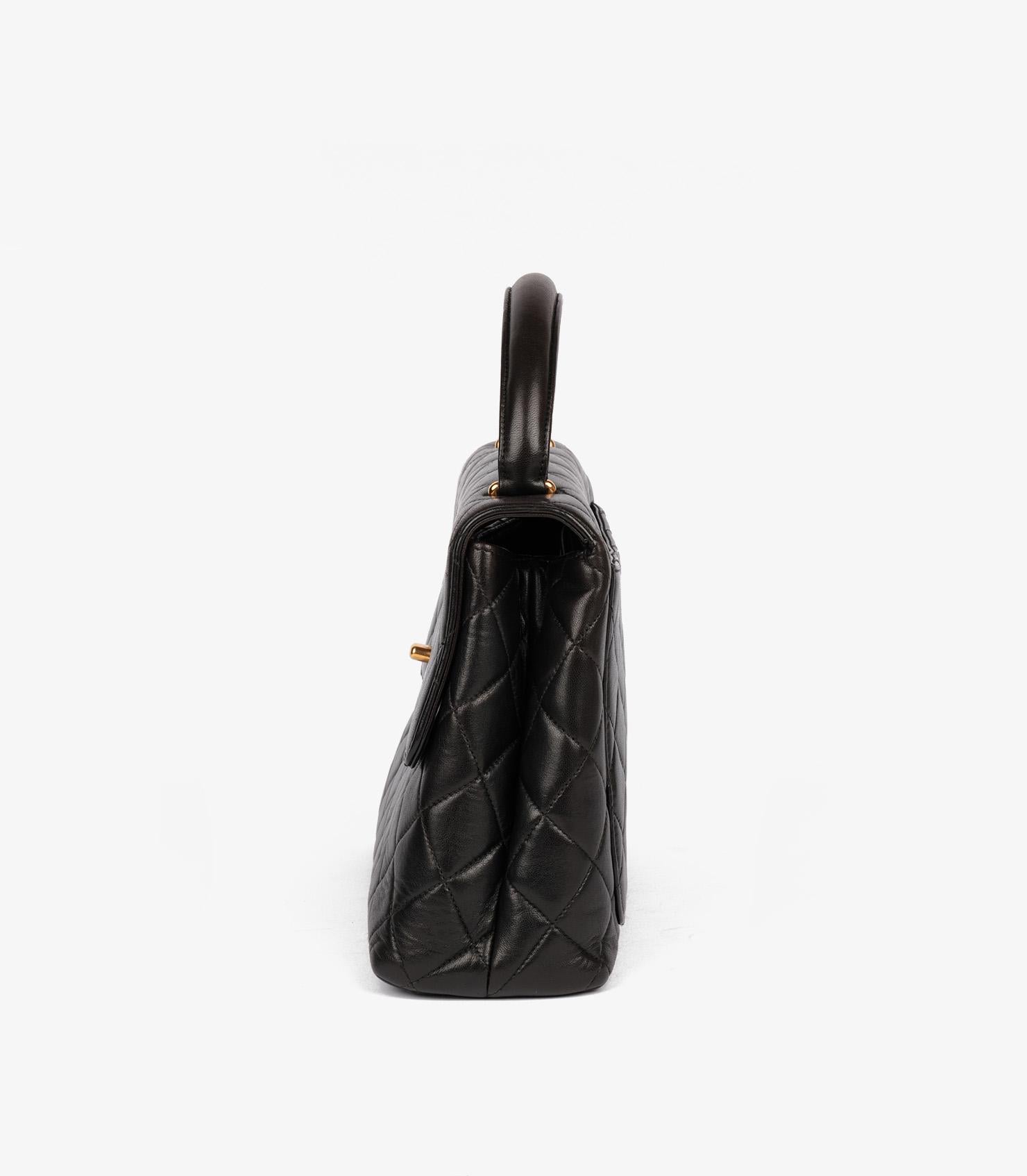 Chanel Black Quilted Lambskin Vintage Medium Classic Kelly 1