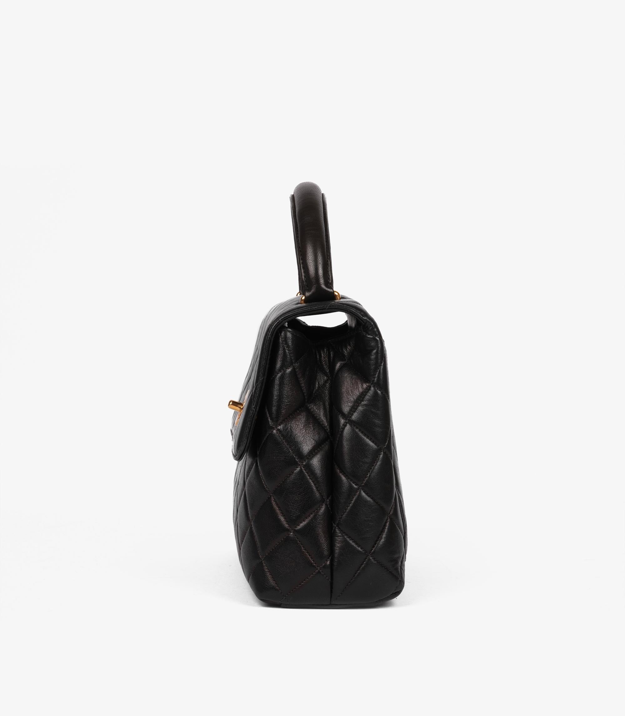 Chanel Black Quilted Lambskin Vintage Medium Classic Kelly For Sale 1