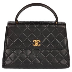 Chanel Black Quilted Lambskin Vintage Medium Classic Kelly