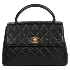 Chanel Black Quilted Lambskin Vintage Medium Classic Kelly