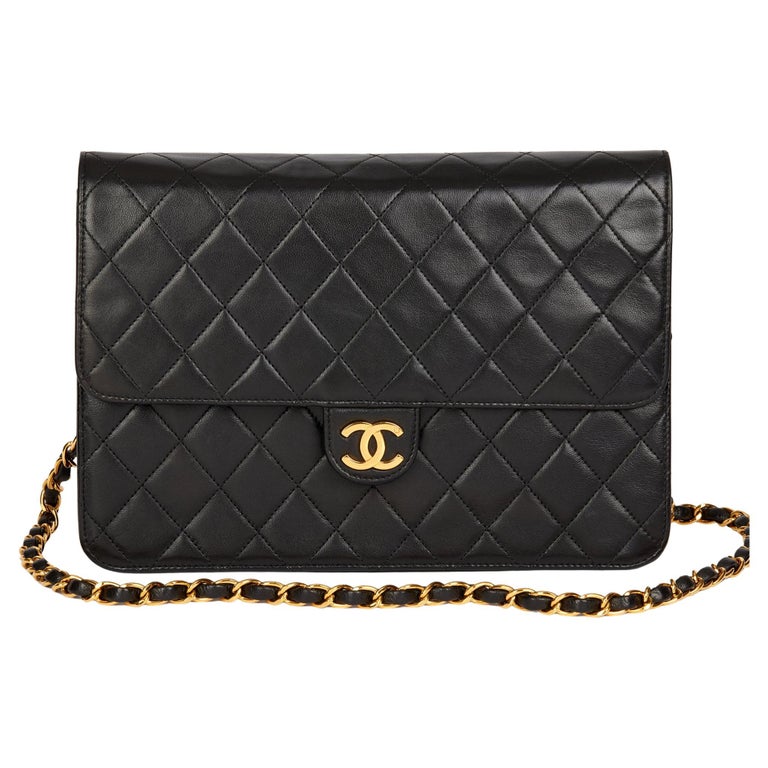 CHANEL Black Quilted Lambskin Vintage Medium Classic Single Flap Bag at ...