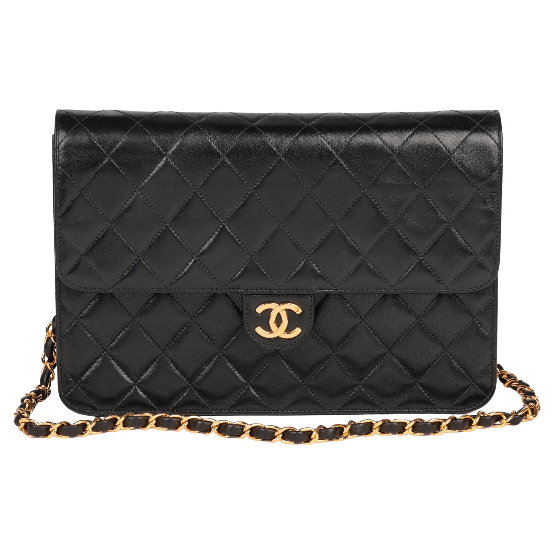 1994 Chanel Black Quilted Lambskin Vintage Mini Flap Bag at