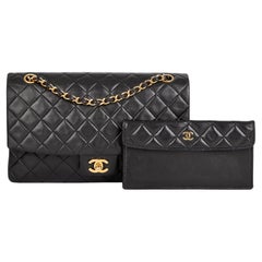 CHANEL Black Quilted Lambskin Vintage Medium Classic Single Flap Bag with Wallet