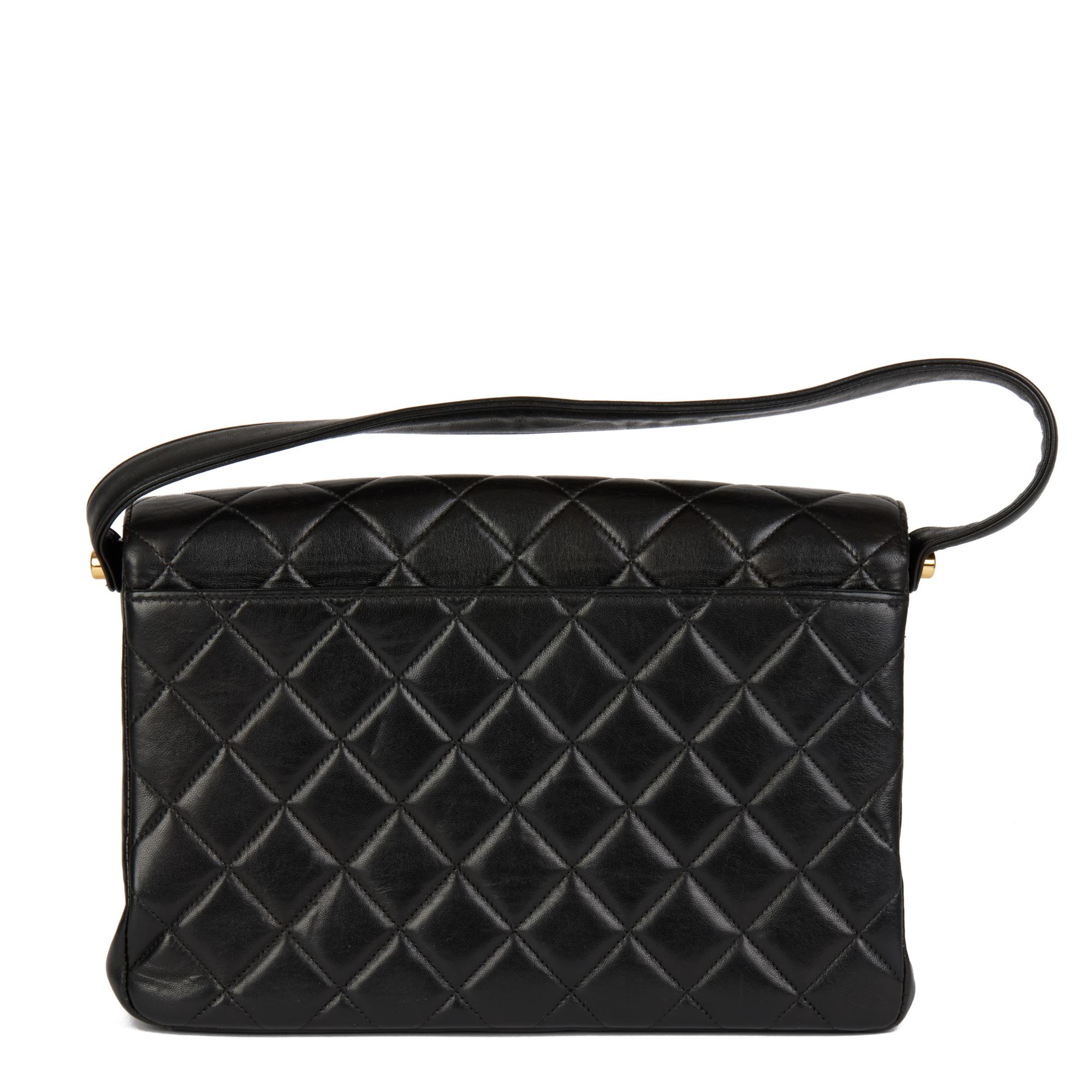 CHANEL Black Quilted Lambskin Vintage Medium Classic Top Handle Flap ...