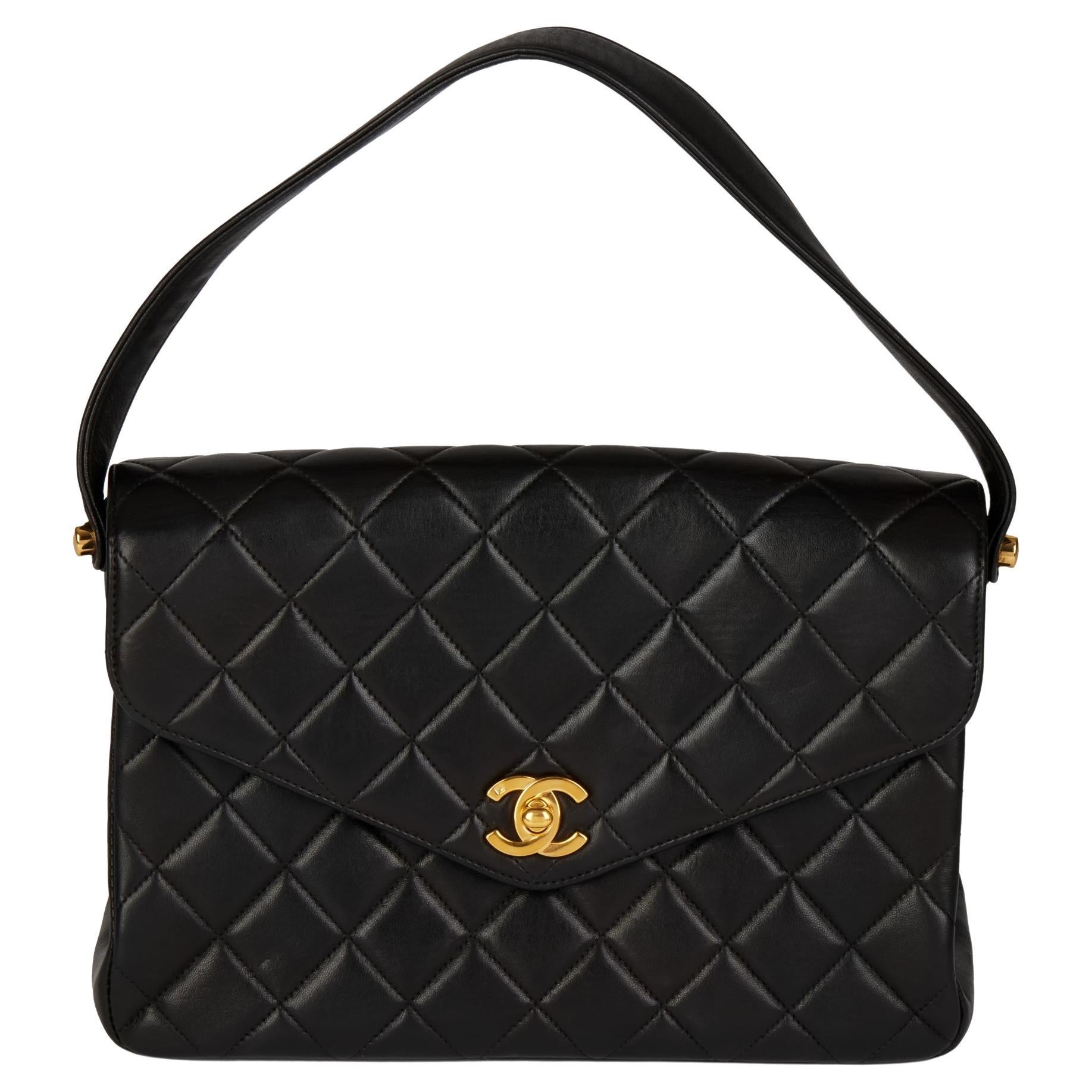 CHANEL Black Quilted Lambskin Vintage Medium Classic Top Handle Flap Bag  For Sale at 1stDibs  chanel made in france label chanel top handle  vintage flap bag chanel